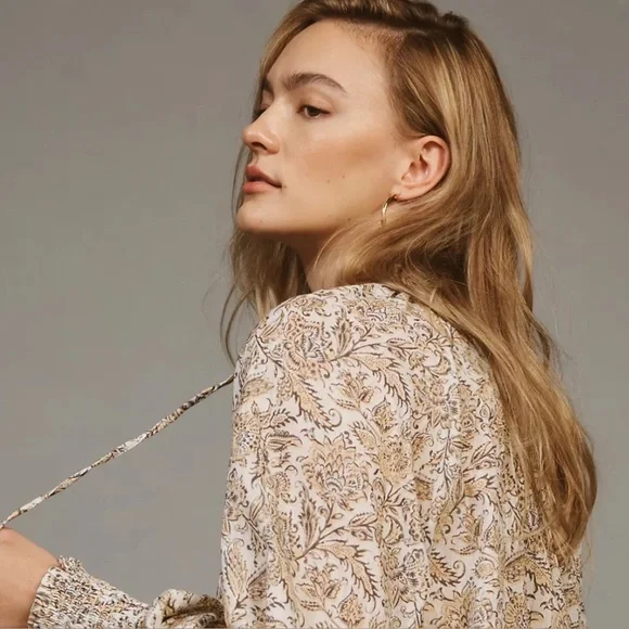 By Anthropologie Tie-Neck Peasant Blouse 🌾🐿️ - Picture 5 of 6